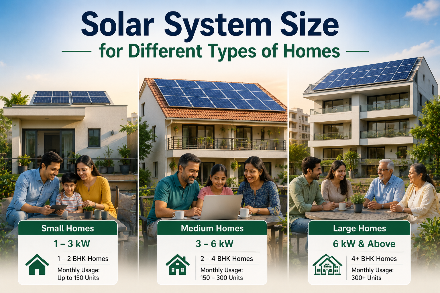 Solar system size guide for different types of homes